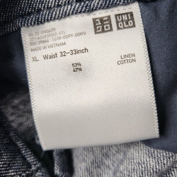 Uniqlo Womens Pants Linen Blend XL ( 35 X 27.5 ) Elastic Waist Pockets Gray - Picture 3 of 14